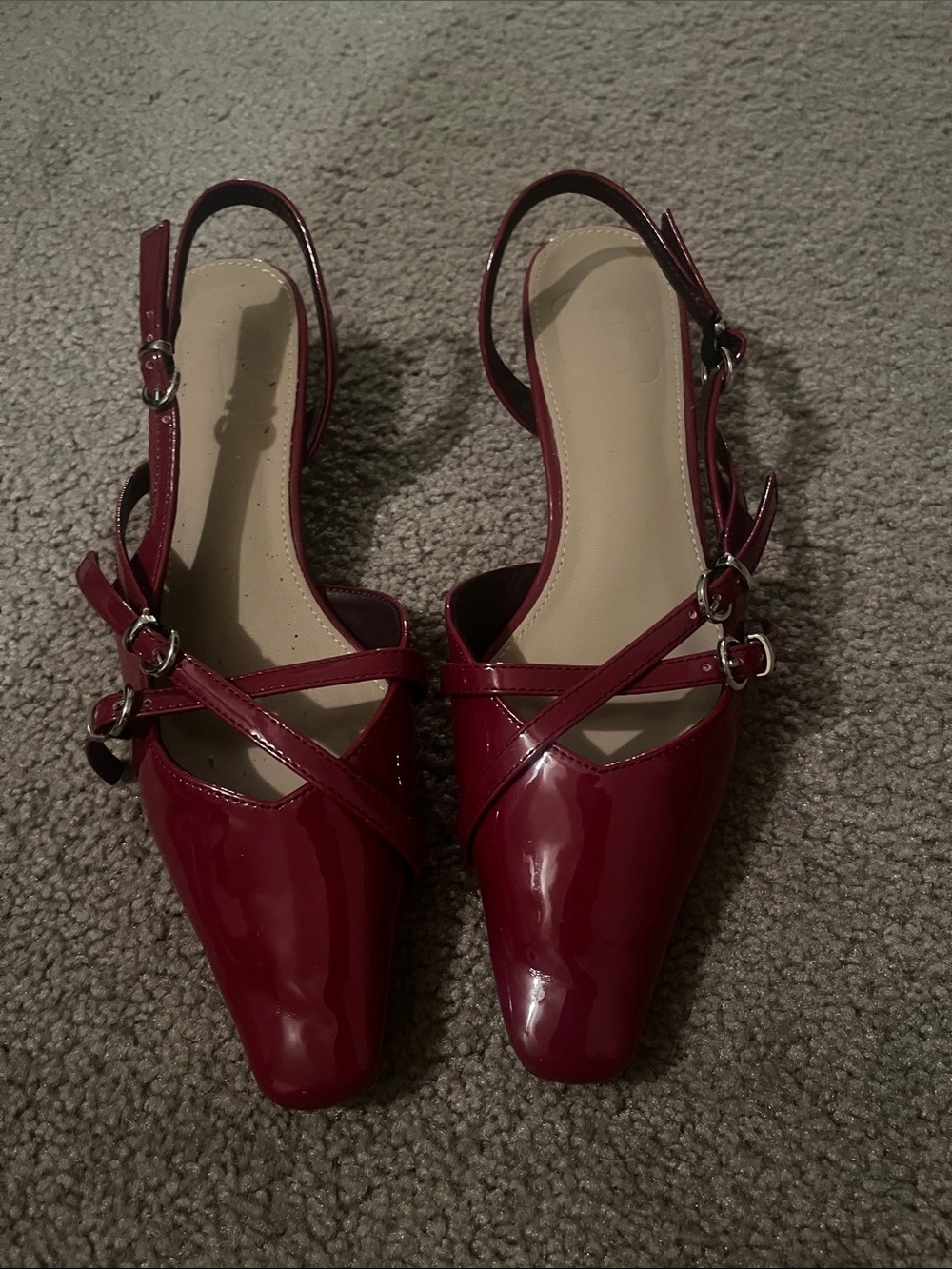 Women’s Slingback Patent Flats in Burgundy